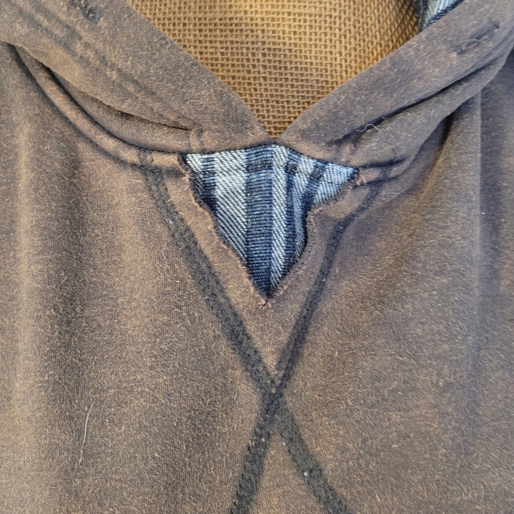 OLI & HALI Hoodie w/Denim Star Patchwork, EUC, S(Overszd), Cute+Comfy🤎🩶💙 - Picture 8 of 16